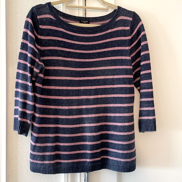 Talbots Navy/Pink Strip Linen Pullover - Picture 1 of 5